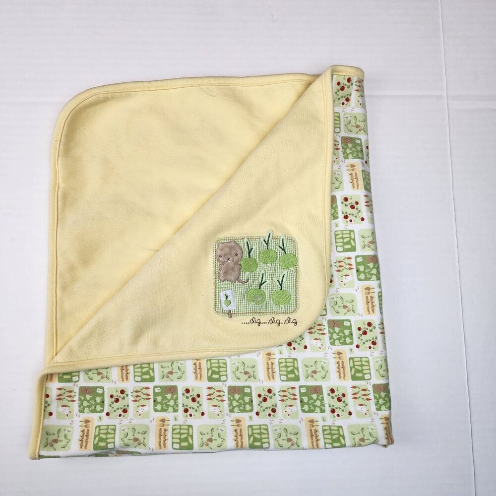 Gymboree Does Your Garden Grow vegetables blanket Yellow Green dig